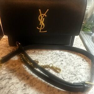 Fashion Inspired Elegant Black and Gold Crossbody Bag